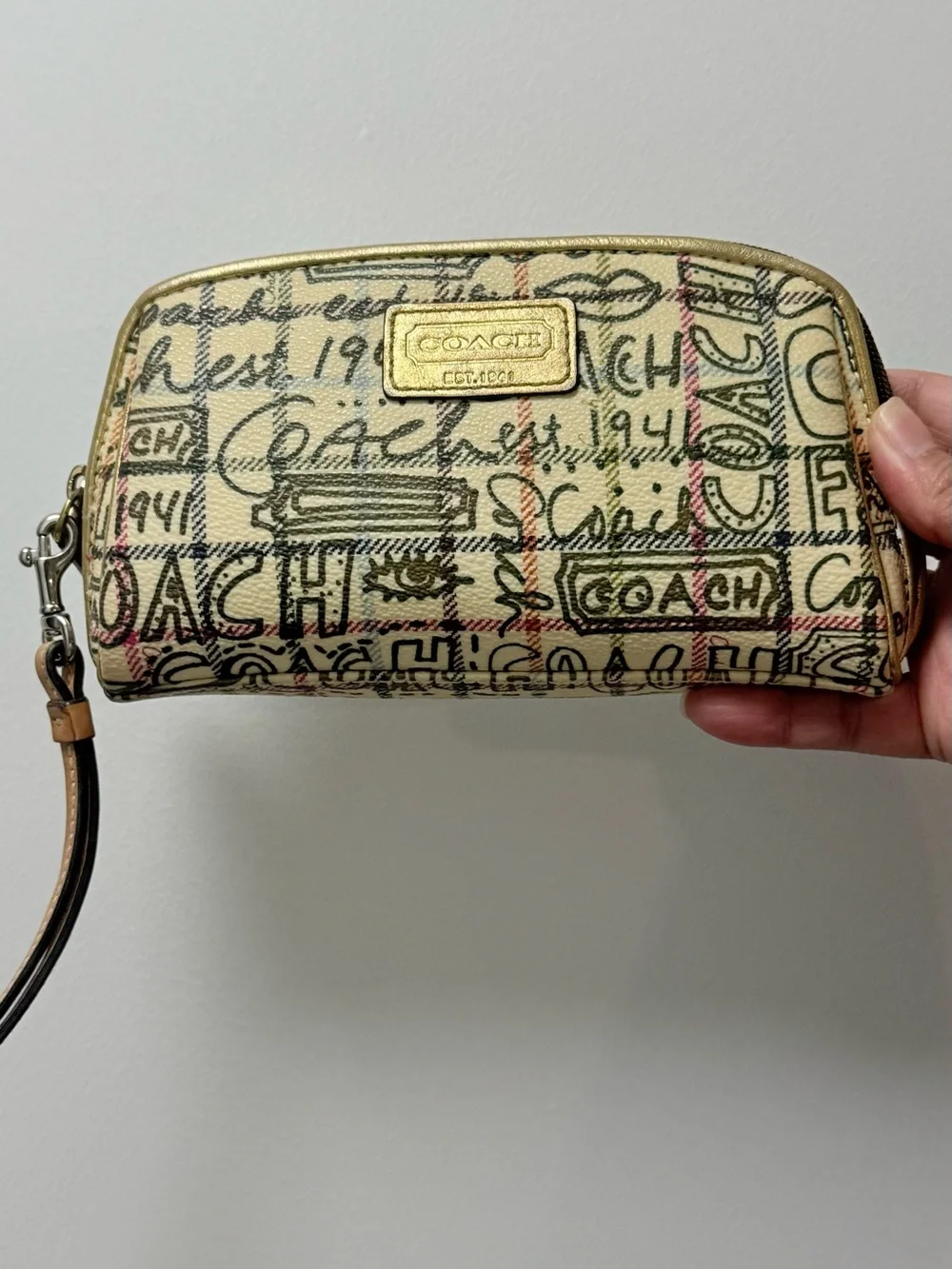 Y2K Coach Signature Graphic Canvas Wristlet or makeup bag